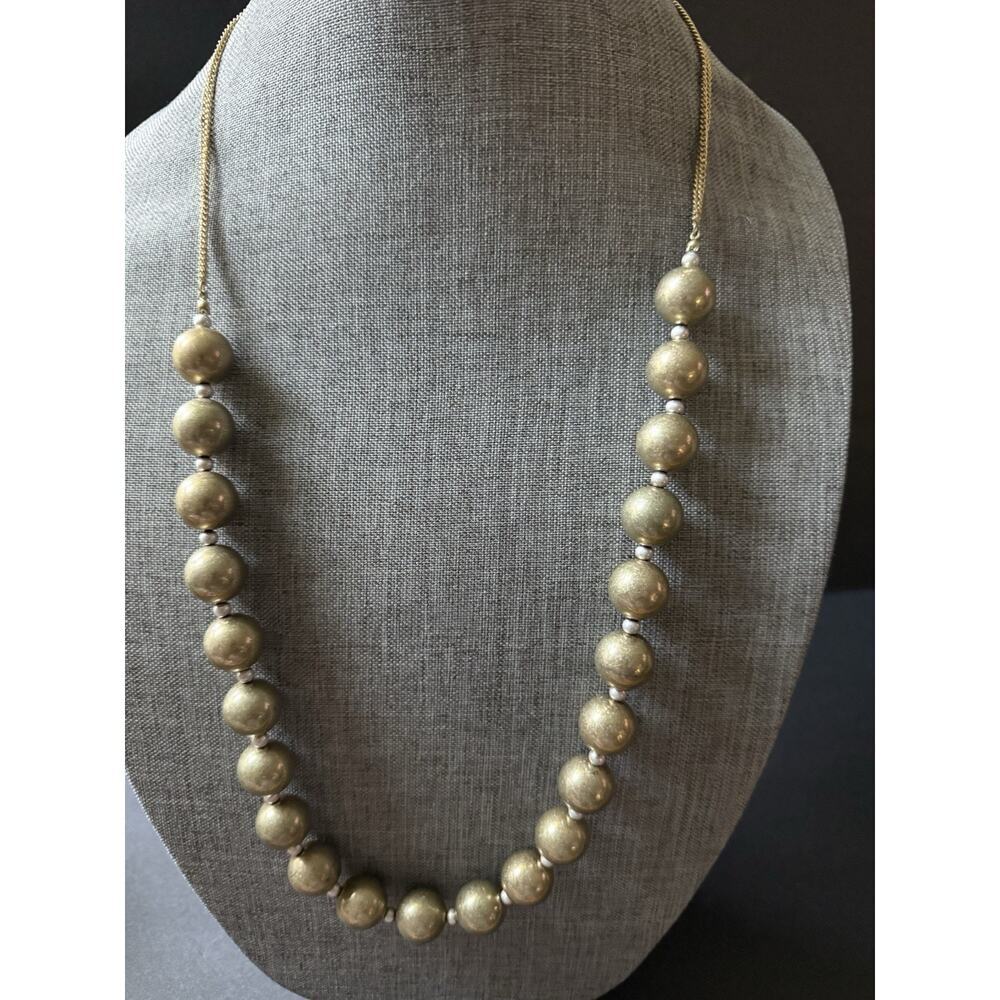 Vtg Metallic Beaded Chain Necklace Gold Tone Stackable Layered Career Cocktail